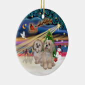 Xmas Magic - Lhasa Apsos (Two-R-L) Keramik Ornament (Rechts)