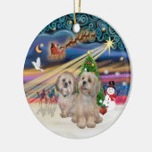Xmas Magic - Lhasa Apsos (Two-R-L) Keramik Ornament (Links)