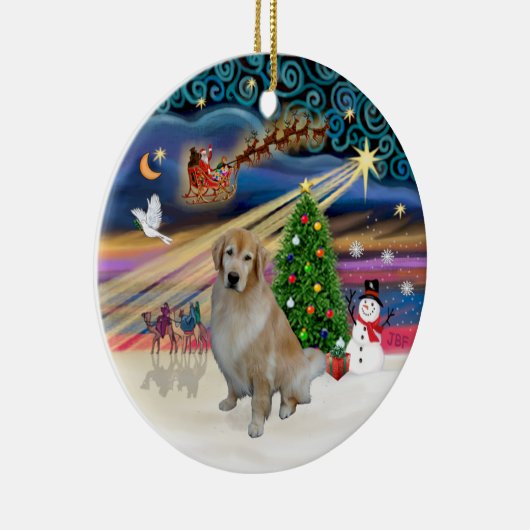 Xmas Magic - Light Golden Retriever 10 Keramikornament (Rechts)