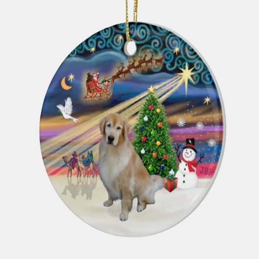 Xmas Magic - Light Golden Retriever 10 Keramikornament (Links)
