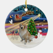 Xmas Magic - Light Golden Retriever 10 Keramikornament (Hinten)