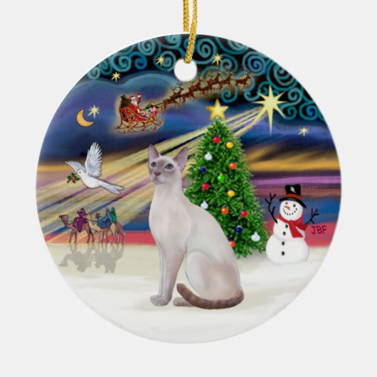 Xmas Magic - Lilac Point Siamese Keramikornament (Vorne)