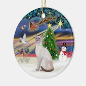 Xmas Magic - Lilac Point Siamese Keramikornament (Links)