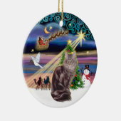 Xmas Magic - Maine Coon Cat 10 Keramik Ornament (Rechts)