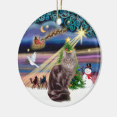 Xmas Magic - Maine Coon Cat 10 Keramik Ornament (Links)