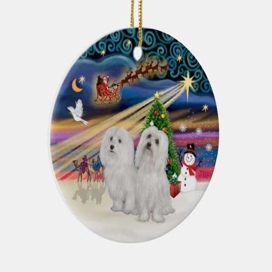 Xmas Magic - Maltesisch (ZWEI) Keramikornament (Rechts)