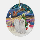 Xmas Magic - Maltesisch (ZWEI) Keramikornament (Links)