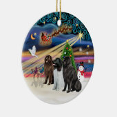 Xmas Magic - Neufundland (DREI) Keramik Ornament (Rechts)