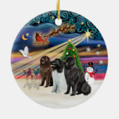Xmas Magic - Neufundland (DREI) Keramik Ornament (Hinten)