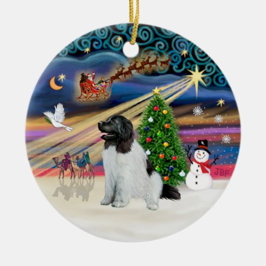 Xmas Magic - Neufundland (Landseer #1) Keramikornament (Vorne)