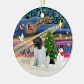 Xmas Magic - Neufundland (Landseer #1) Keramikornament (Links)