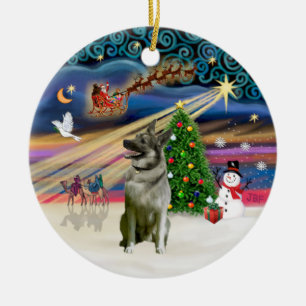 Xmas Magic - Norwegischer Elkhound Keramikornament