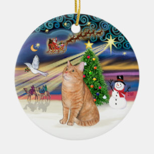 Xmas Magic - Orange tabby cat 40 Keramik Ornament