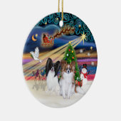 Xmas Magic - Papillons (Zwei-BW+Sable) Keramik Ornament (Rechts)