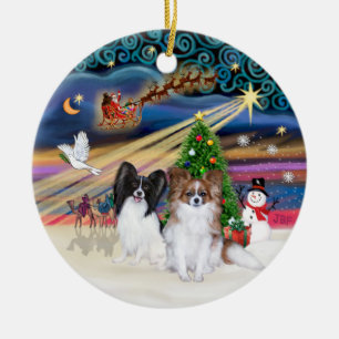 Xmas Magic - Papillons (Zwei-BW+Sable) Keramik Ornament