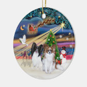 Xmas Magic - Papillons (Zwei-BW+Sable) Keramik Ornament (Links)