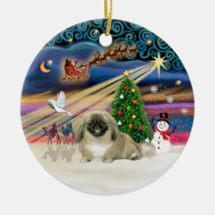 Xmas Magic - Pekinese (hellsable) Keramikornament