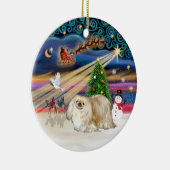 Xmas Magic - Pekingese (Creme) Keramikornament (Rechts)