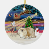 Xmas Magic - Pekingese (Creme) Keramikornament (Vorne)