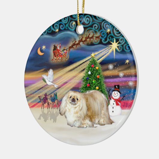 Xmas Magic - Pekingese (Creme) Keramikornament (Links)