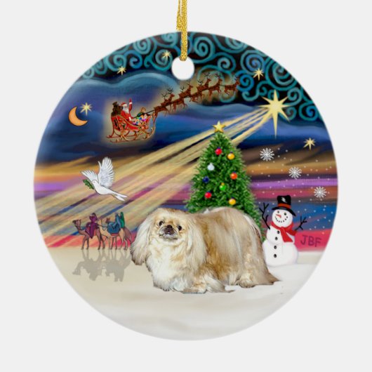 Xmas Magic - Pekingese (Creme) Keramikornament (Hinten)