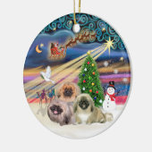 Xmas Magic - Pekingese (drei) Keramik Ornament (Links)