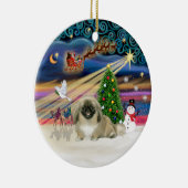 Xmas Magic - Pekingese Keramikornament (Rechts)