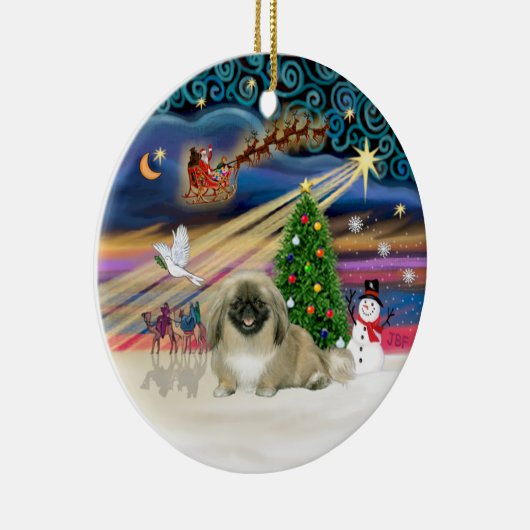 Xmas Magic - Pekingese Keramikornament (Rechts)