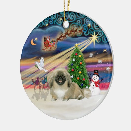 Xmas Magic - Pekingese Keramikornament (Links)