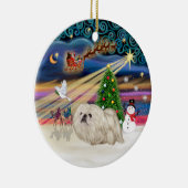 Xmas Magic - Pekingese (weiß) Keramik Ornament (Rechts)