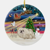 Xmas Magic - Pekingese (weiß) Keramik Ornament (Hinten)
