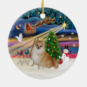 Xmas Magic - Pomeranian (hellrot) Keramik Ornament (Hinten)