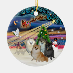 Xmas Magic - Pomeranians (FOUR), Xmas Musik - P... Keramik Ornament
