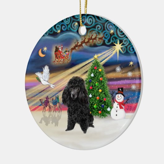 Xmas Magic - Poodle (Spielzeug schwarz) Keramik Ornament (Links)