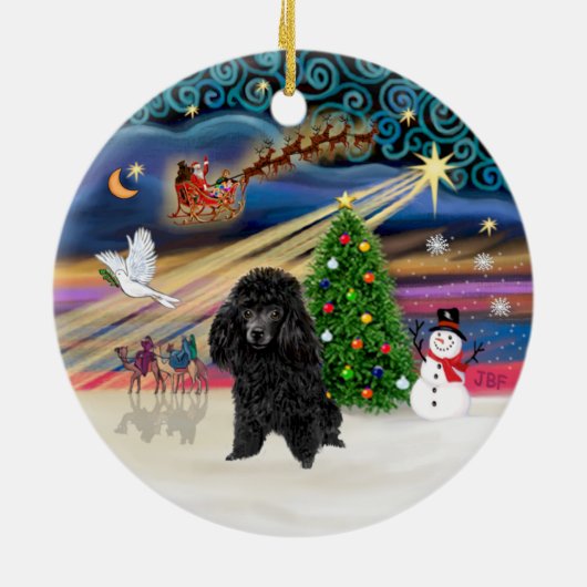 Xmas Magic - Poodle (Spielzeug schwarz) Keramikornament (Hinten)