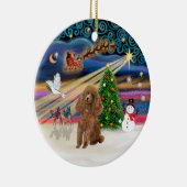 Xmas Magic - Poodle (Spielzeugaprikot) Keramikornament (Rechts)