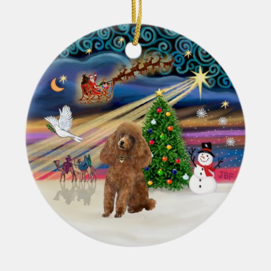 Xmas Magic - Poodle (Spielzeugaprikot) Keramikornament (Vorne)
