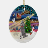 Xmas Magic - Poodle (Standard Silber) Keramikornament (Rechts)
