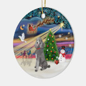 Xmas Magic - Poodle (Standard Silber) Keramikornament (Links)