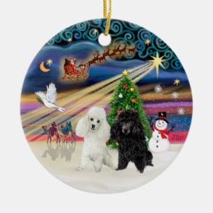 Xmas Magic - Poodles (ZWEI Spielzeug-BW) Keramikornament