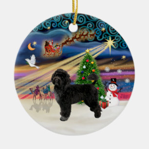 Xmas Magic - Portugiesischer Wasserdog (R) Keramikornament
