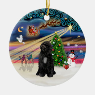Xmas Magic - Portugiesischer Wasserdog (R-Sit) Keramik Ornament