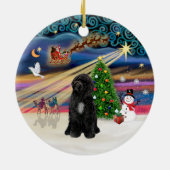 Xmas Magic - Portugiesischer Wasserdog (R-sit) Keramik Ornament (Hinten)