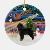 Xmas Magic - Portugiesischer Wasserhund (R) Keramikornament (Hinten)
