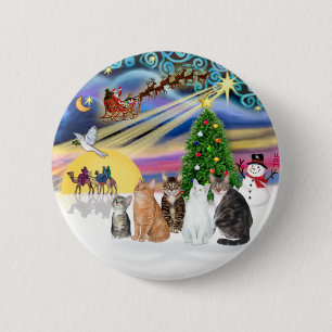Xmas Magic (R) - Fünf Katzen (AmSH) Button