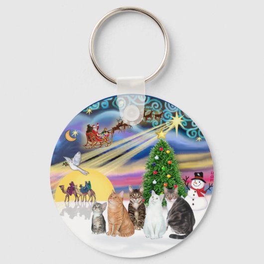 Xmas Magic (R) - Fünf Katzen (AmSH) Schlüsselanhänger (Vorderseite)