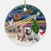 Xmas Magic (R) - Zwei englische Bulldogs Keramikornament (Hinten)