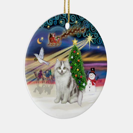 Xmas Magic - Ragamuffin, graue Katze Keramikornament (Rechts)