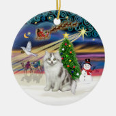 Xmas Magic - Ragamuffin, graue Katze Keramikornament (Vorne)