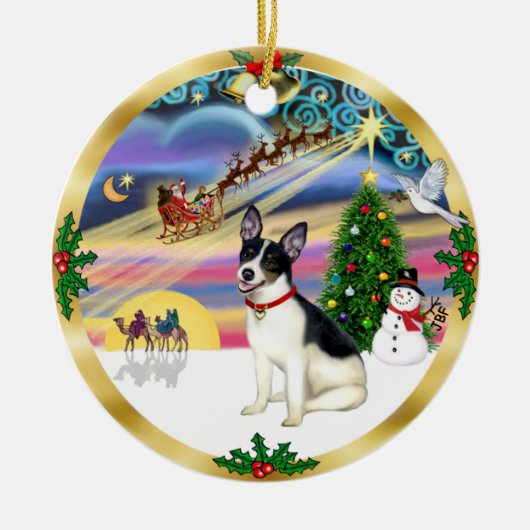 Xmas Magic - Rat Terrier Keramikornament (Vorne)